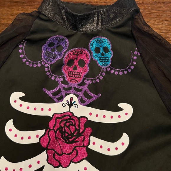 Day of the Dead Costume Kids Dia de Los Muertos Sugar Skull Fancy Dress - Picture 2 of 8